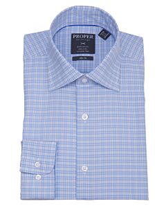 Proper Shirtings Blue Plaid Slim Fit Dress Shirt P461TTRX