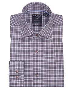 Proper Shirtings Brown Plaid Slim Fit Dress Shirt P461TTRX