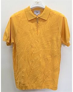  Cigar Couture Men's 1/4 Zip Polo Knit Short Sleeve Sport Shirt PJ-1280 Yellow