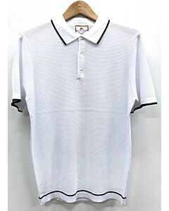  Cigar Couture Signature Men's Polo Knit Short Sleeve Sport Shirt PJ-1400 White