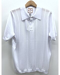  Cigar Couture Signature Men's Polo Knit Short Sleeve Sport Shirt PJ-1403 White