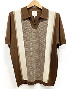  Cigar Couture Signature Men's Polo Knit Short Sleeve Sport Shirt PJ-1419 Brown