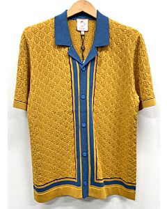  Cigar Couture Signature Men's Knit Short Sleeve Sport Shirt PJ-1453 Gold