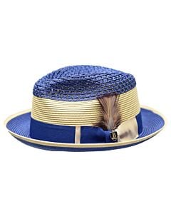 Bruno Capelo Hats PA Park Avenue Natural Braid Fedora Denim/Natural