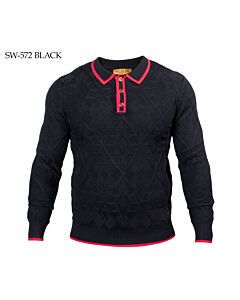 Prestige Original Long Sleeve Polo Knit Sweater SW-572 Black