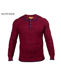 Prestige Original Long Sleeve Polo Knit Sweater SW-572 Wine