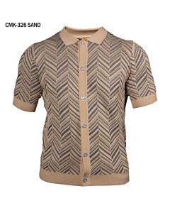 Prestige Original Men's Chevron Knit Short Sleeve Shirt CMK-326 Sand