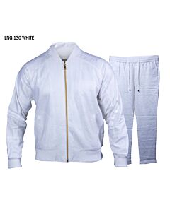 Prestige Original Men's Linen Walking Suit 2 Piece Jacket & Pants Set LNG-130 White
