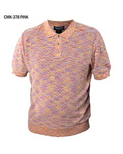 Prestige Original Men's Diamond Knit Short Sleeve Polo CMK-378 Pink