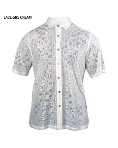 Prestige Original Men's Floral Sheer Short Sleeve Shirt Lace-585 Cream