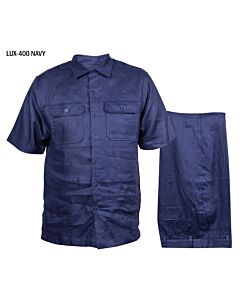 Prestige Original Men's Linen Walking Suit 2 Piece Shirt & Pants Set LUX-400 Navy