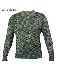 Prestige Original Men's Long Sleeve Knit Polo Sweater SW-415 Green