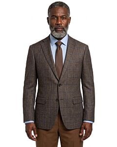 Prontomoda Europa Brown Plaid Modern Fit Wool Sport Coat J492412O08