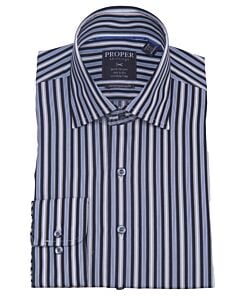 Proper Shirtings Black Striped Contemporary Fit Dress Shirt P351ET0R