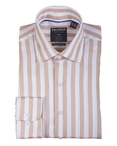 Proper Shirtings Tan Bold Stripe Contemporary Fit Dress Shirt P640ET0R