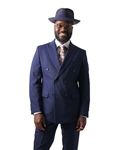Steven Land Navy Ultra Slim Fit Double Breasted Suit Elio SL55-154