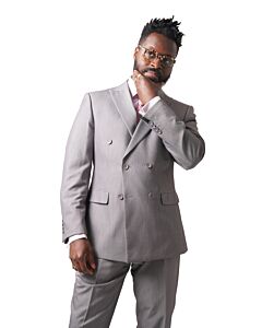 Steven Land Grey Ultra Slim Fit Double Breasted Suit Elio SL55-287