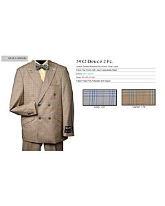 Stacy Adams 5982-701 Duece Grey Plaid Men's Double Breasted Suit