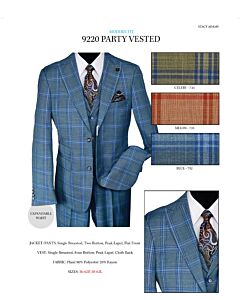 Stacy Adams 9220-733 Party Celery Plaid Fashion Suit