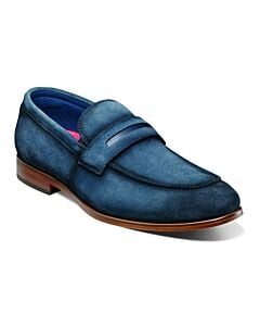 Stacy Adams Burke 25676  Moc Toe Saddle Slip-On Men's Dress Shoe  Navy Suede