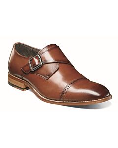 Stacy Adams Desmond 25162 Cap Toe Monk Strap Men's Dress Shoe  Cognac