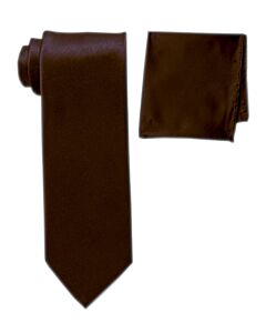 Stacy Adams Solid Poly-Satin Tie Set SA400S Brown