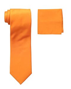 Stacy Adams Solid Poly-Satin Tie Set SA400S Orange