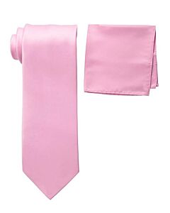 Stacy Adams Solid Poly-Satin Tie Set SA400S Pink