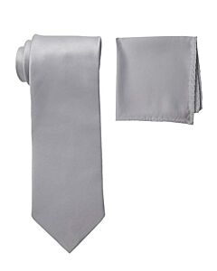 Stacy Adams Solid Poly-Satin Tie Set SA400S Silver