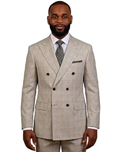 Steve Harvey Reserve Grey Plaid Double Breasted Modern Fit Suit 126707SHS