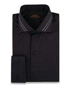 Steven Land Black Crystal Collar French Cuff Tuxedo Dress Shirt DS229