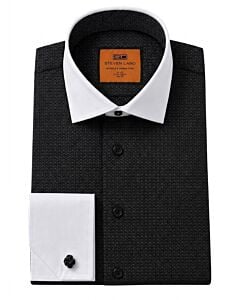 Steven Land Black Dobby French Cuff Dress Shirt DS425W