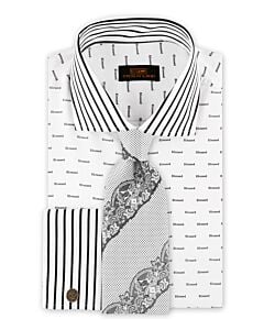 Steven Land Blessed Print French Cuff Dress Shirt DS2053