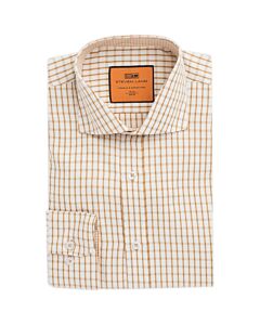 Steven Land Brown Check Convertible Cuff Dress Shirt Tucker DM276