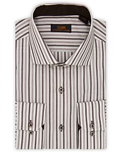 Steven Land Brown Striped Dress Shirt DS270