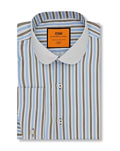 100% Cotton Brown Dress Shirt By Steven Land | Plain cuff main image 1