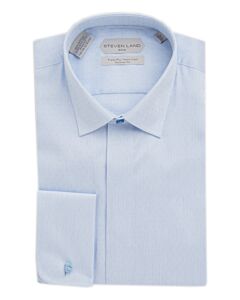 Steven Land Elite Non Iron Blue Dobby French Cuff Dress Shirt Finley DSW315