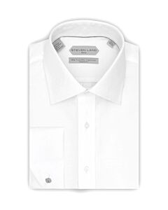 Steven Land Elite Non Iron White Tonal Argyle French Cuff Dress Shirt WW21F