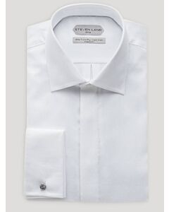 Steven Land Elite Non Iron White Tonal Dot French Cuff Dress Shirt Opulence WW43F
