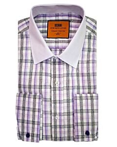 Steven Land Lilac Plaid French Cuff Dress Shirt DM309F