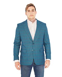 Steven Land Teal Plaid Modern Fit Sport Coat Sandro SL77-718