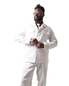 Steven Land White 2 Piece Walking Suit Leisure Set Beau B214 White