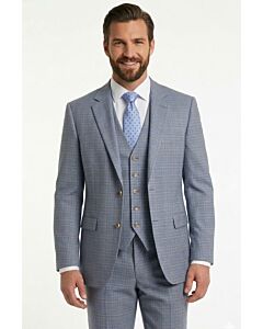 Studio Ferera Men's Blue Plaid Modern Fit Vested Suit 3252