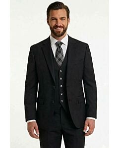 Studio Ferera Men's Black Modern Fit Vested Suit 301