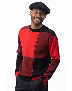 Montique Crew Neck Men's Fashion Sweater SW-101 Black/Red