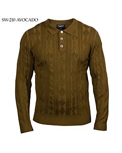 Prestige Original Cable Knit Polo Sweater SW-210 Avocado