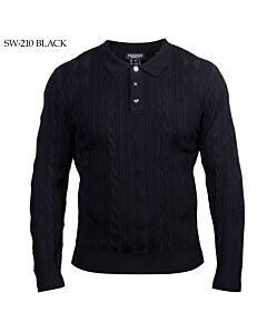 Prestige Original Cable Knit Polo Sweater SW-210 Black