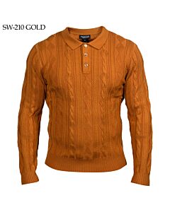 Prestige Original Cable Knit Polo Sweater SW-210 Gold