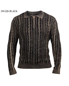 Prestige Original 1/4 Zip Cable Knit Sweater SW-226 Black