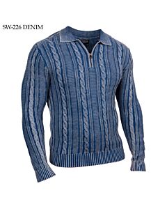 Prestige Original 1/4 Zip Cable Knit Sweater SW-226 Denim